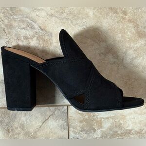 Christian Siriano Black Suede Block Heel Mules